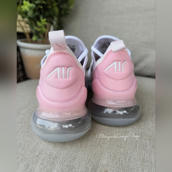 Bling Nikes Air Max 270 Pink White Womens Sneakers Customized with Crystals - Picture 8 of 9